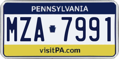 PA license plate MZA7991