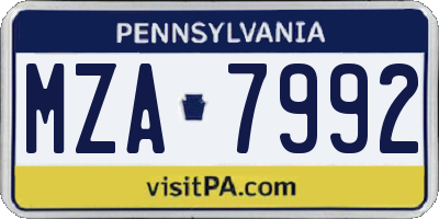 PA license plate MZA7992