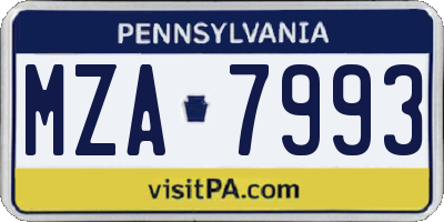 PA license plate MZA7993