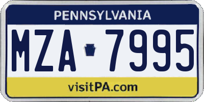 PA license plate MZA7995
