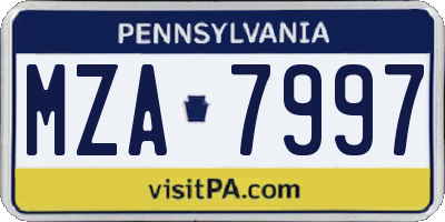 PA license plate MZA7997