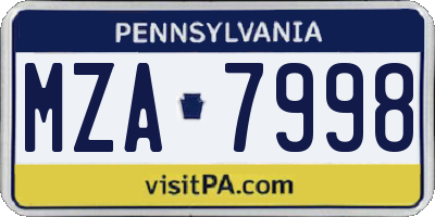 PA license plate MZA7998