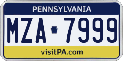 PA license plate MZA7999