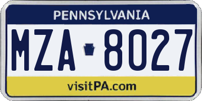 PA license plate MZA8027