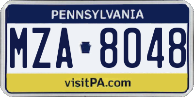PA license plate MZA8048