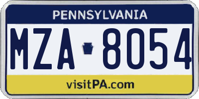 PA license plate MZA8054
