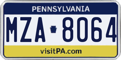 PA license plate MZA8064