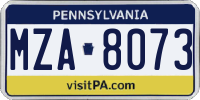 PA license plate MZA8073