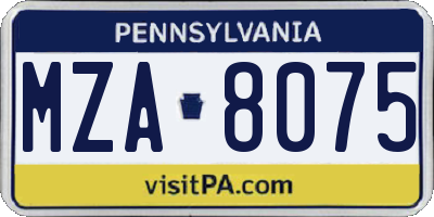 PA license plate MZA8075