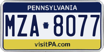 PA license plate MZA8077