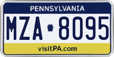PA license plate MZA8095