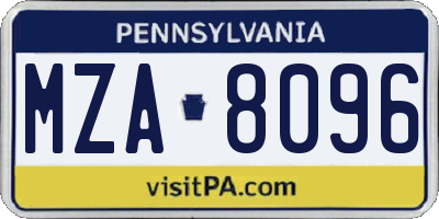 PA license plate MZA8096