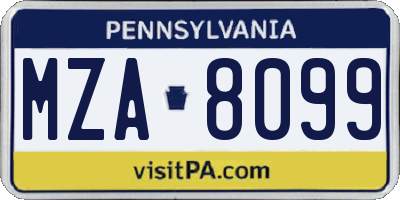 PA license plate MZA8099