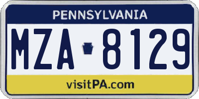 PA license plate MZA8129