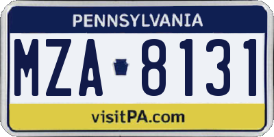 PA license plate MZA8131