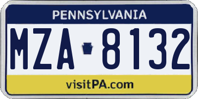 PA license plate MZA8132