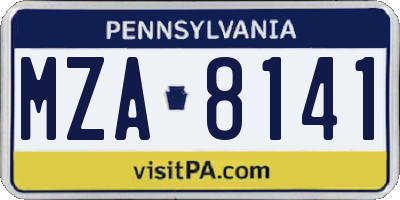 PA license plate MZA8141