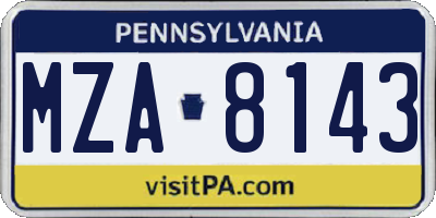 PA license plate MZA8143