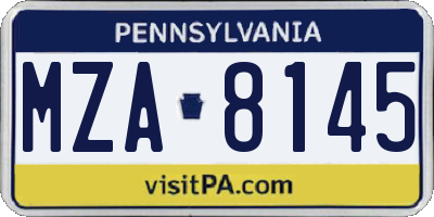 PA license plate MZA8145