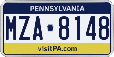 PA license plate MZA8148