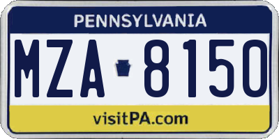 PA license plate MZA8150