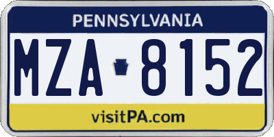 PA license plate MZA8152