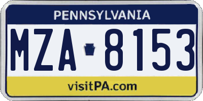 PA license plate MZA8153