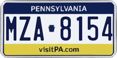 PA license plate MZA8154