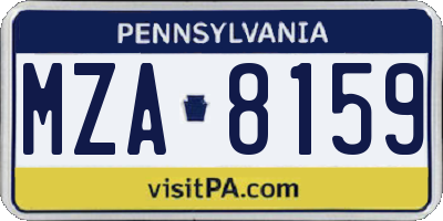 PA license plate MZA8159
