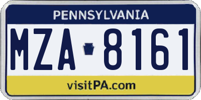 PA license plate MZA8161
