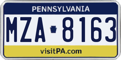 PA license plate MZA8163