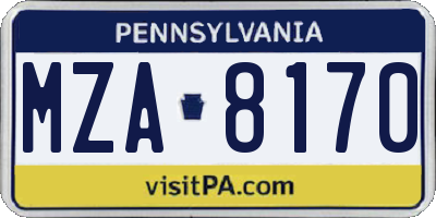 PA license plate MZA8170