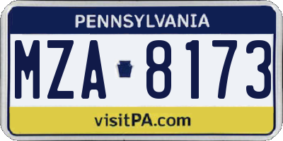 PA license plate MZA8173