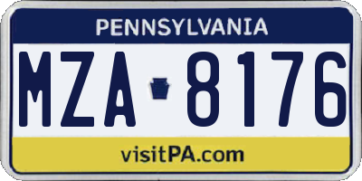 PA license plate MZA8176