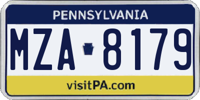 PA license plate MZA8179