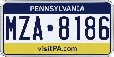 PA license plate MZA8186