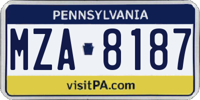 PA license plate MZA8187