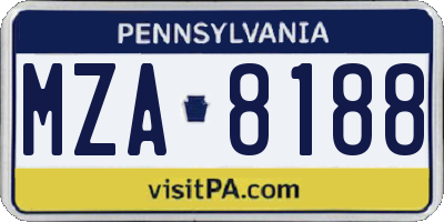 PA license plate MZA8188