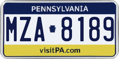 PA license plate MZA8189