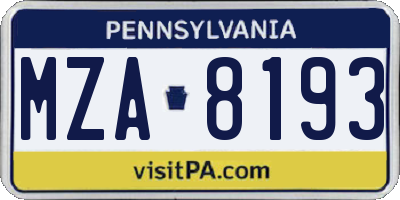 PA license plate MZA8193