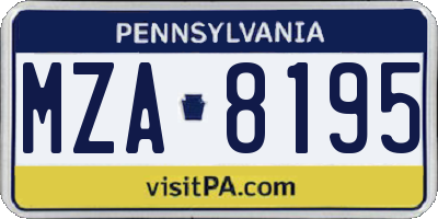 PA license plate MZA8195