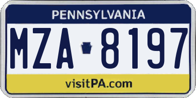 PA license plate MZA8197