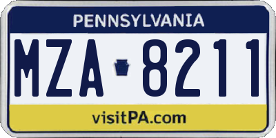 PA license plate MZA8211