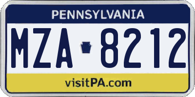 PA license plate MZA8212