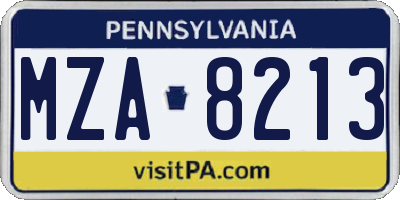 PA license plate MZA8213