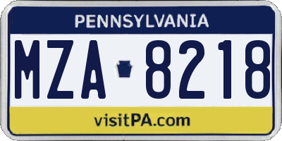 PA license plate MZA8218