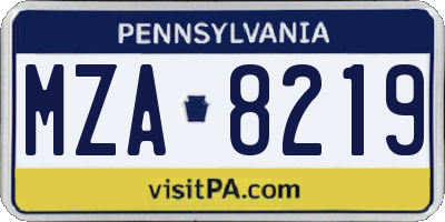 PA license plate MZA8219