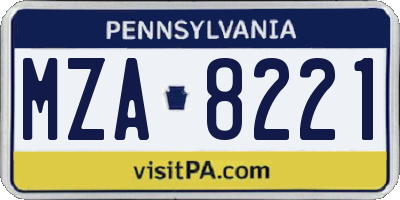 PA license plate MZA8221