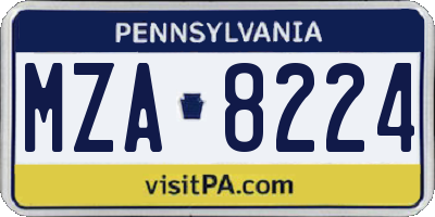 PA license plate MZA8224