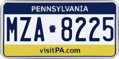 PA license plate MZA8225